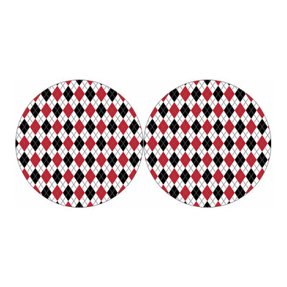 Red Black And White Argyle Pattern Print Car Coasters