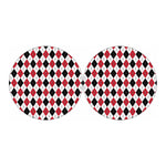 Red Black And White Argyle Pattern Print Car Coasters