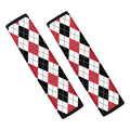 Red Black And White Argyle Pattern Print Car Seat Belt Covers