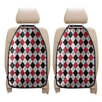 Red Black And White Argyle Pattern Print Car Seat Organizers