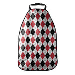 Red Black And White Argyle Pattern Print Car Seat Organizers