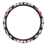 Red Black And White Argyle Pattern Print Car Steering Wheel Cover