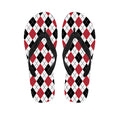 Red Black And White Argyle Pattern Print Flip Flops