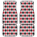 Red Black And White Argyle Pattern Print Front and Back Car Floor Mats