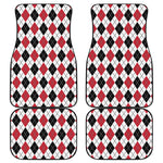 Red Black And White Argyle Pattern Print Front and Back Car Floor Mats