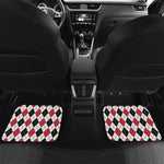 Red Black And White Argyle Pattern Print Front and Back Car Floor Mats