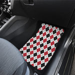 Red Black And White Argyle Pattern Print Front and Back Car Floor Mats