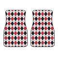 Red Black And White Argyle Pattern Print Front Car Floor Mats