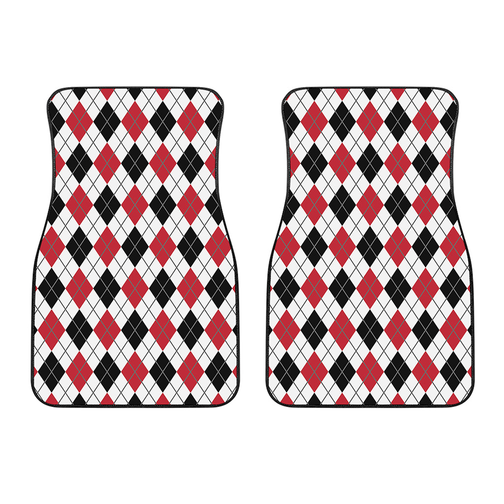 Red Black And White Argyle Pattern Print Front Car Floor Mats