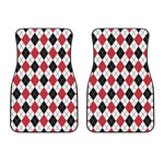 Red Black And White Argyle Pattern Print Front Car Floor Mats