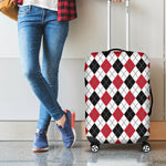 Red Black And White Argyle Pattern Print Luggage Cover