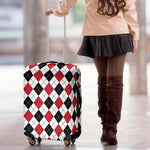 Red Black And White Argyle Pattern Print Luggage Cover