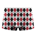 Red Black And White Argyle Pattern Print Men's Boxer Briefs
