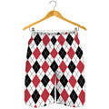 Red Black And White Argyle Pattern Print Men's Shorts