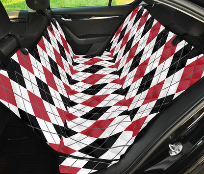 Red Black And White Argyle Pattern Print Pet Car Back Seat Cover