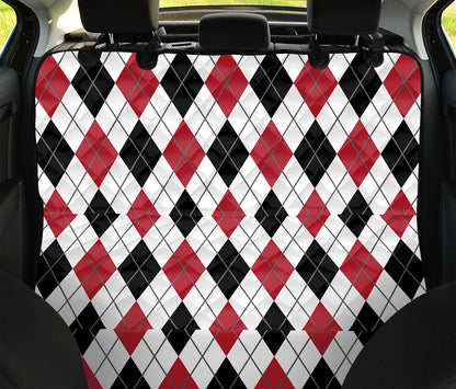 Red Black And White Argyle Pattern Print Pet Car Back Seat Cover