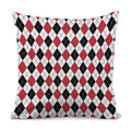 Red Black And White Argyle Pattern Print Pillow Cover