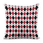 Red Black And White Argyle Pattern Print Pillow Cover
