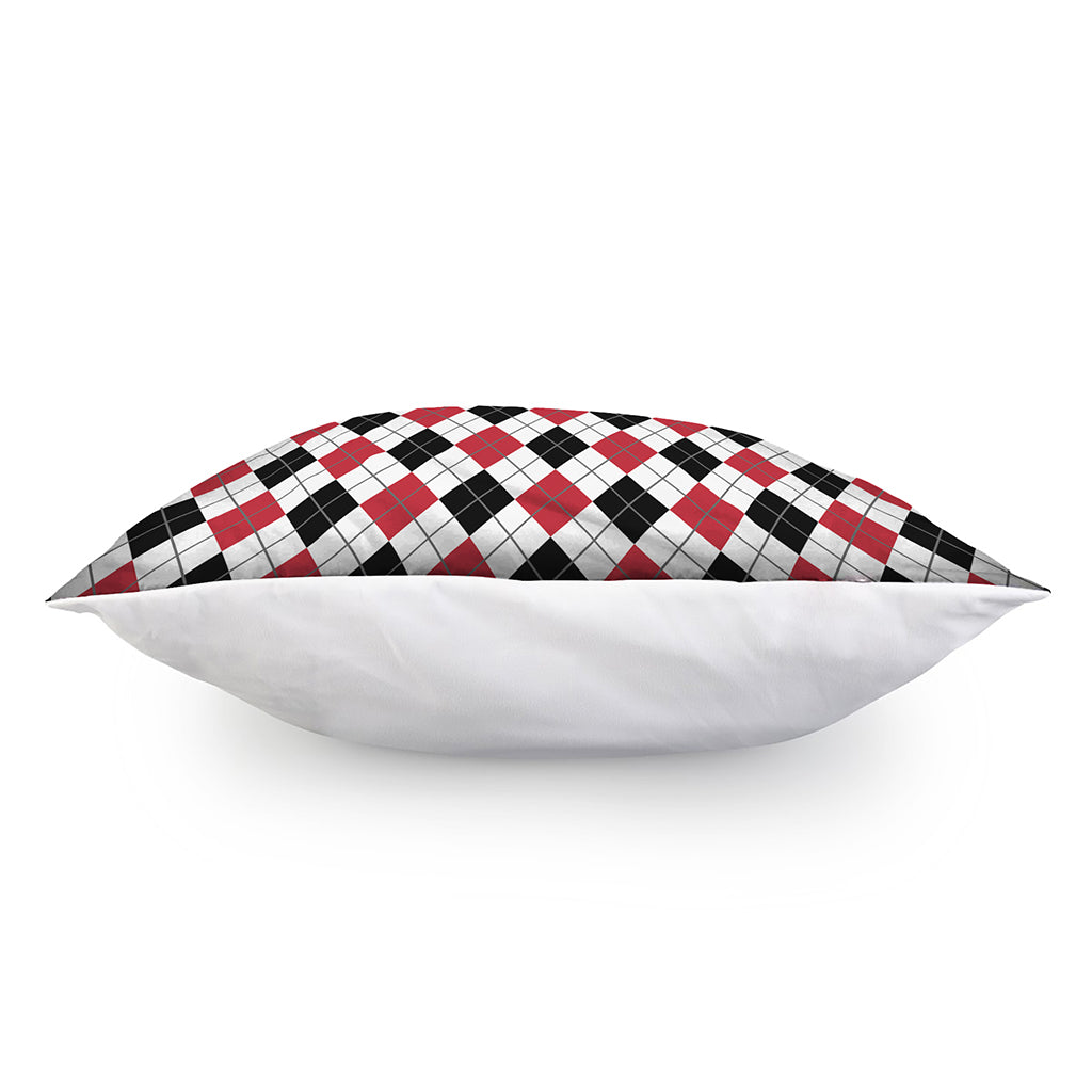 Red Black And White Argyle Pattern Print Pillow Cover