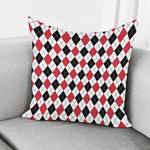 Red Black And White Argyle Pattern Print Pillow Cover