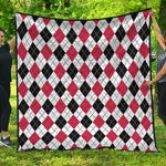 Red Black And White Argyle Pattern Print Quilt