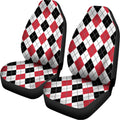 Red Black And White Argyle Pattern Print Universal Fit Car Seat Covers