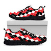Red Black And White Argyle Print Black Sneakers