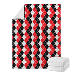 Red Black And White Argyle Print Blanket