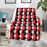 Red Black And White Argyle Print Blanket