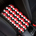 Red Black And White Argyle Print Car Center Console Cover