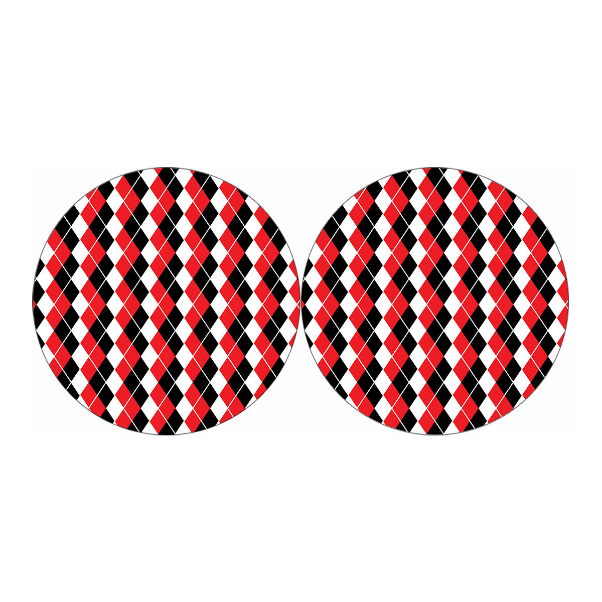 Red Black And White Argyle Print Car Coasters
