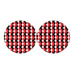 Red Black And White Argyle Print Car Coasters