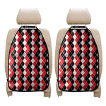 Red Black And White Argyle Print Car Seat Organizers