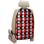 Red Black And White Argyle Print Car Seat Organizers