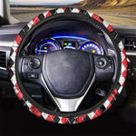 Red Black And White Argyle Print Car Steering Wheel Cover