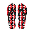Red Black And White Argyle Print Flip Flops