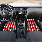 Red Black And White Argyle Print Front and Back Car Floor Mats