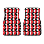 Red Black And White Argyle Print Front Car Floor Mats