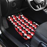 Red Black And White Argyle Print Front Car Floor Mats