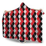 Red Black And White Argyle Print Hooded Blanket