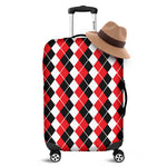 Red Black And White Argyle Print Luggage Cover
