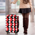 Red Black And White Argyle Print Luggage Cover