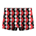 Red Black And White Argyle Print Men's Boxer Briefs