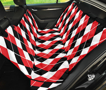 Red Black And White Argyle Print Pet Car Back Seat Cover