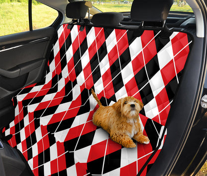 Red Black And White Argyle Print Pet Car Back Seat Cover