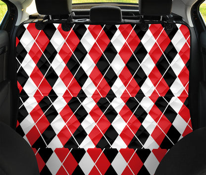 Red Black And White Argyle Print Pet Car Back Seat Cover