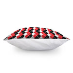 Red Black And White Argyle Print Pillow Cover