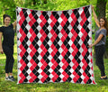 Red Black And White Argyle Print Quilt