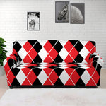 Red Black And White Argyle Print Sofa Cover