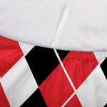 Red Black And White Argyle Print Sofa Cover